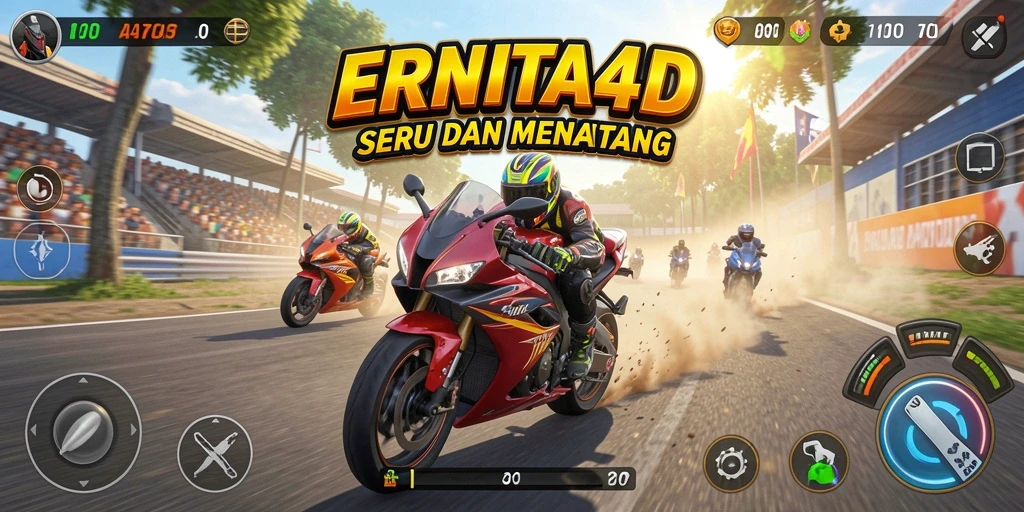 Tampilan mendebarkan dari gameplay balapan motor di ERNITA4D.