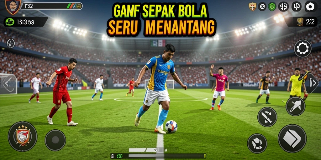 Tampilan gameplay F32 yang seru dan kompetitif di lapangan sepak bola.