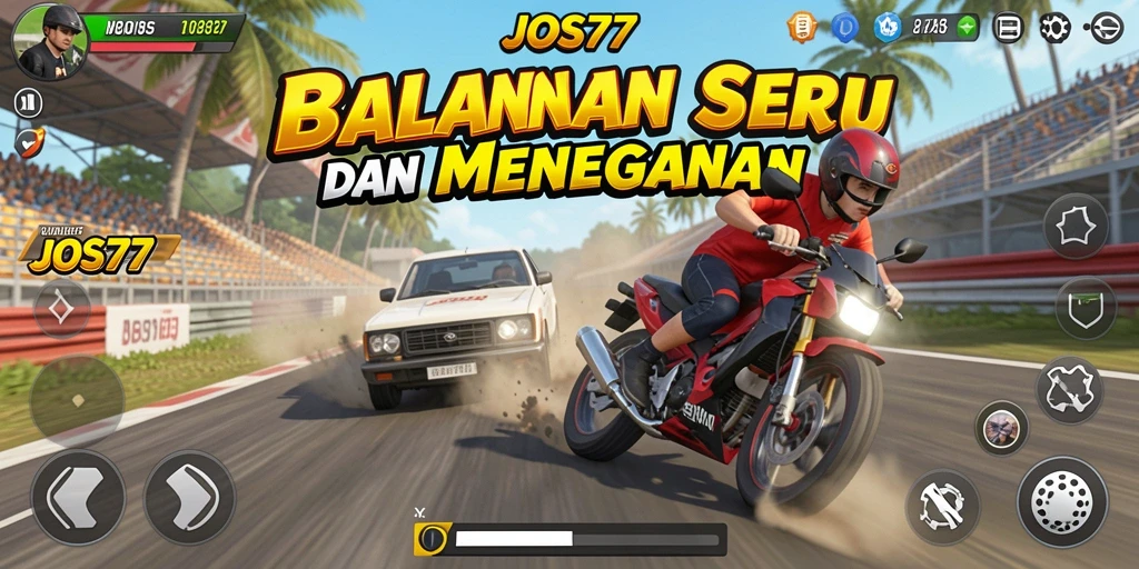 Screenshot gameplay JOS77 menampilkan aksi balapan yang mendebarkan.