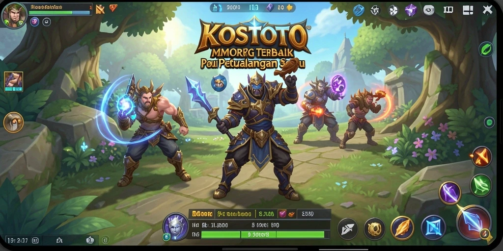 Tangkapan layar permainan KOSTOTO menampilkan aksi seru dalam dunia MMORPG.