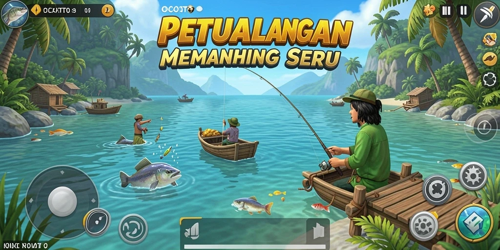 Tampilan gameplay OCATOTO yang menarik saat menangkap ikan.