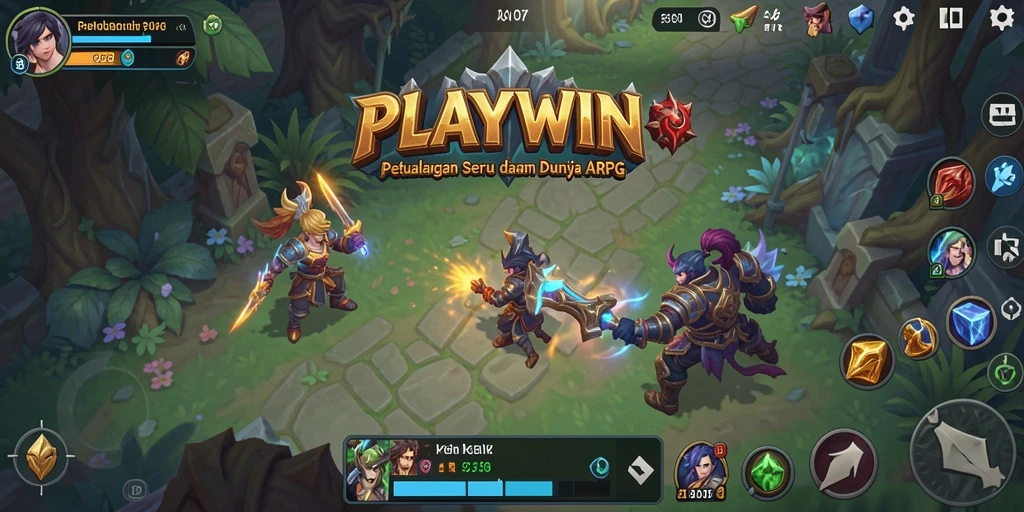 Tangkapan layar utama dari gameplay <strong>PLAYWIN</strong>, menunjukkan aksi pertempuran ARPG.
