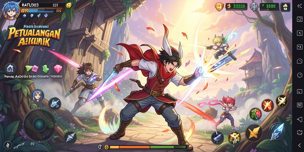 Tampilan gameplay <strong>RATU303</strong> yang penuh aksi dan karakter anime keren.